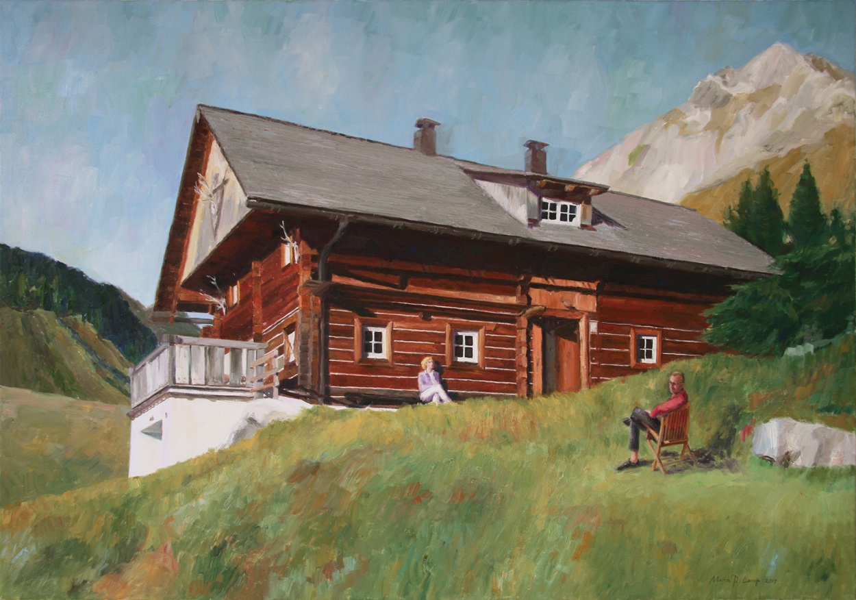 Berghütte, 2014, Öl auf Leinwand, 100 x 70 cm