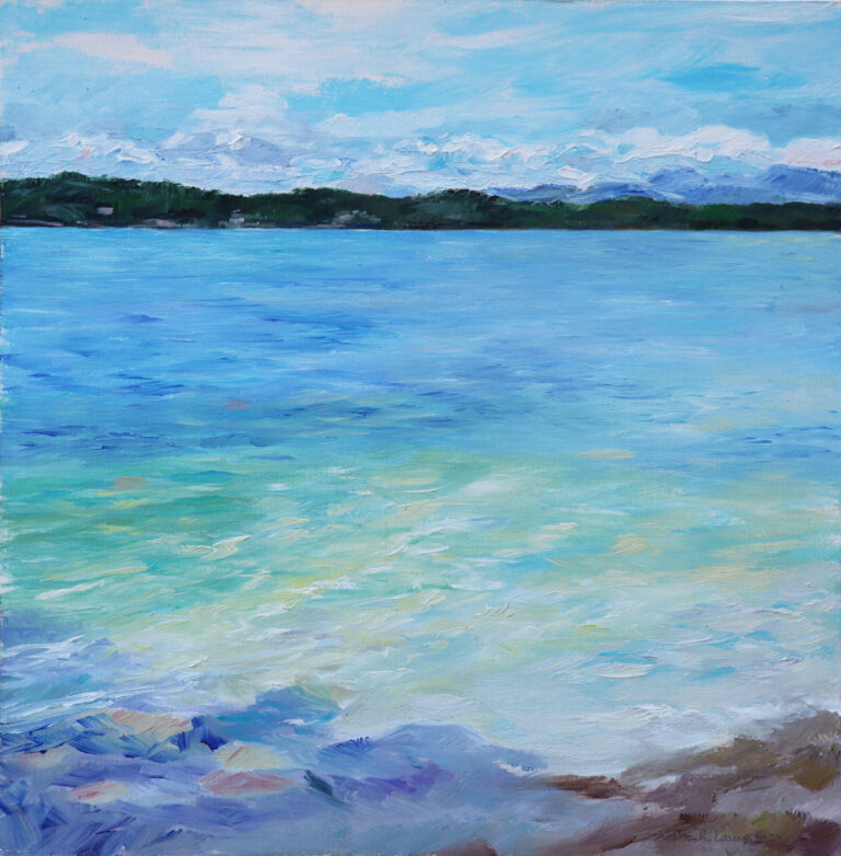 Sommer am See, 2020, Öl auf Karton, 30 x 30 cm