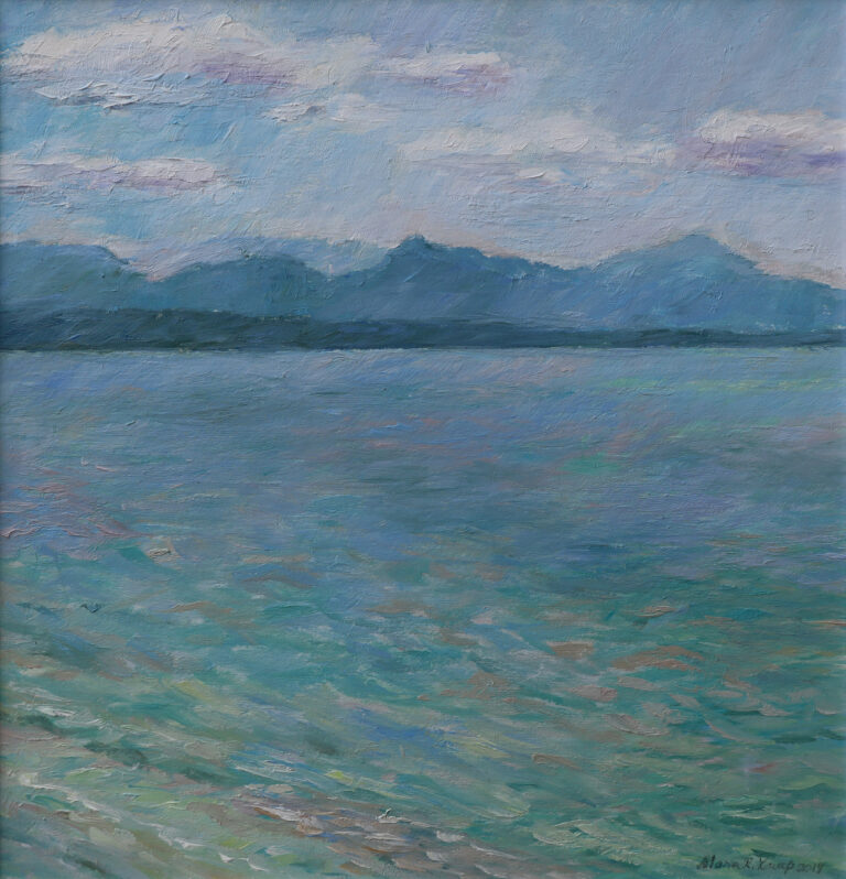 Am See, 2019, Öl auf Karton, 21 x 21 cm