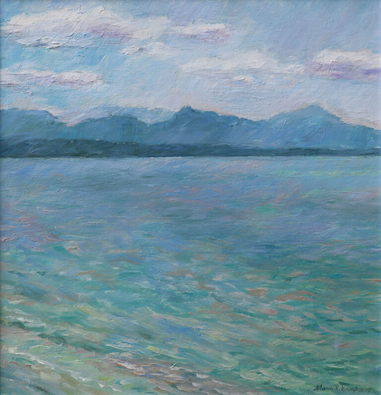 Am See, 2019, Öl auf Karton, 21 x 21 cm