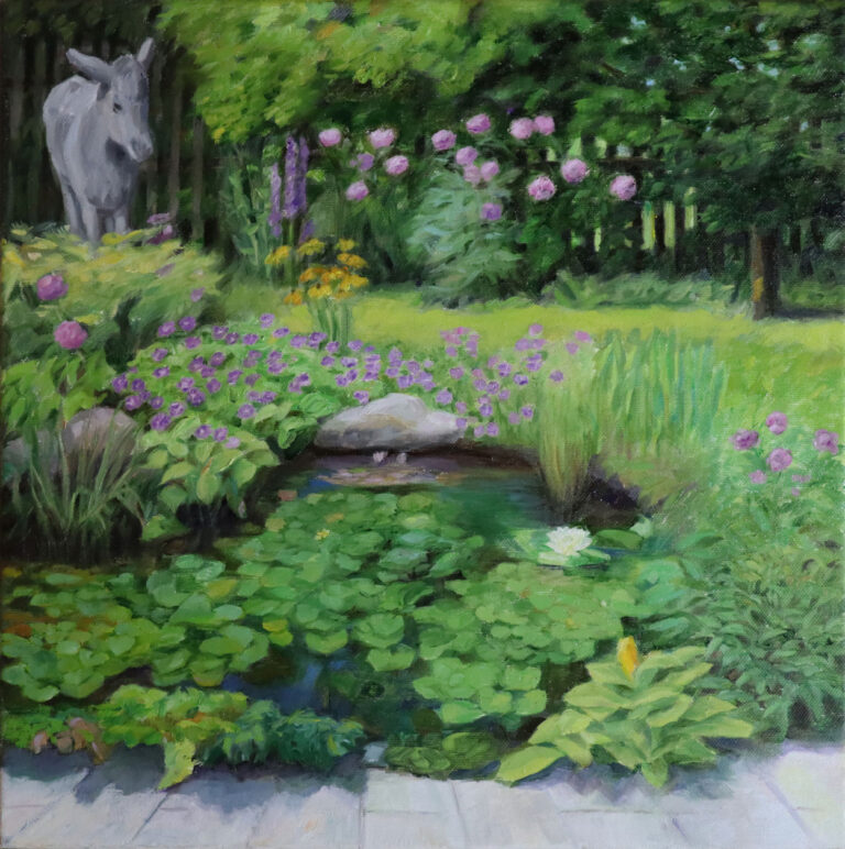 Garten am Stadtrand, 2023, Öl auf Leinwand, 40 x 40 cm